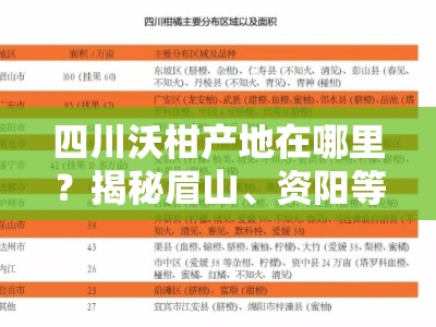 四川沃柑产地在哪里？揭秘眉山、资阳等核心产区分布地图！